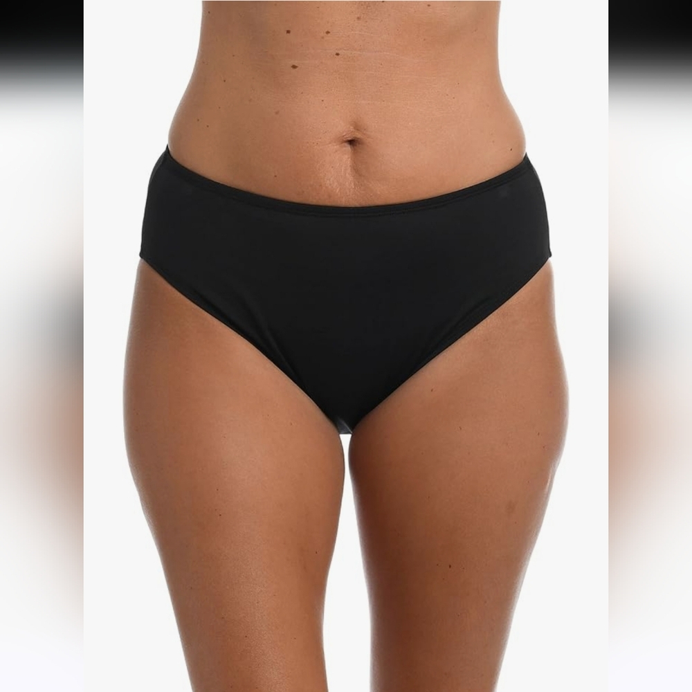 Mid Waist Hipster Bikini Swim Bottoms 16W Black 24th & Ocean